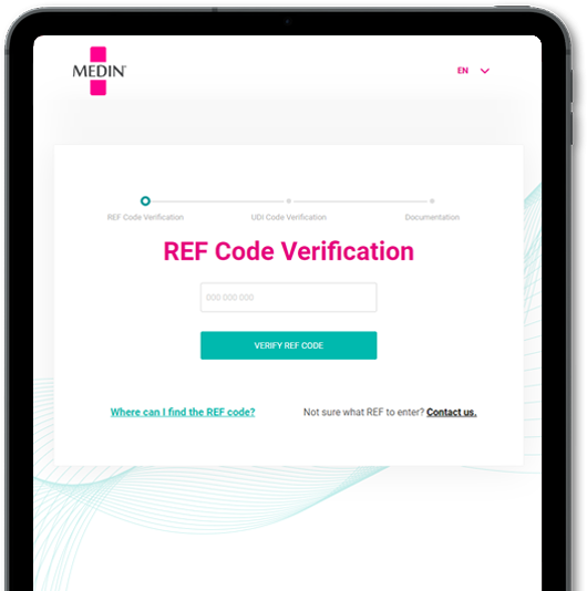 MEDIN eIFU portal — REF code verification (DocuLiv)